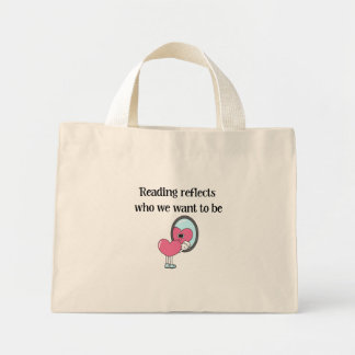 Reading Reflects Pink Heart Mirror Quote Mini Tote Bag