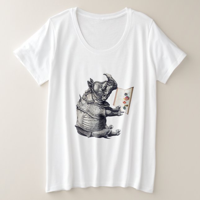 Reading Rhinoceros loves books Plus Size T-Shirt (Design Front)