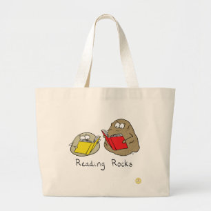 Reading Rocks Cute Kids Cartoon Large Tote Bag