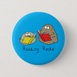 Reading Rocks Funny Book Button Pin