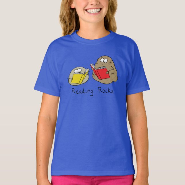 Reading Rocks Funny Book Kid's Girl's T-Shirt (Front)