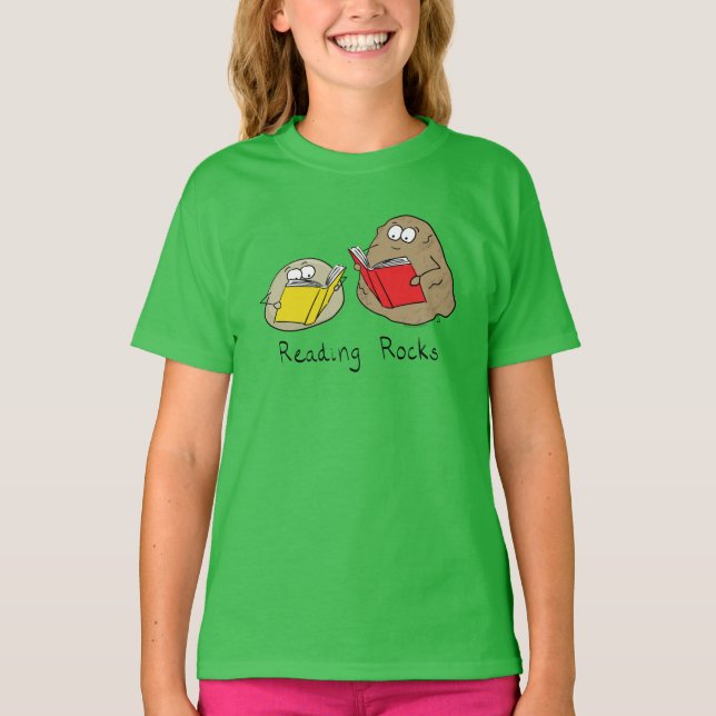 Reading Rocks Funny Book Kid's Girl's T-Shirt (Front)