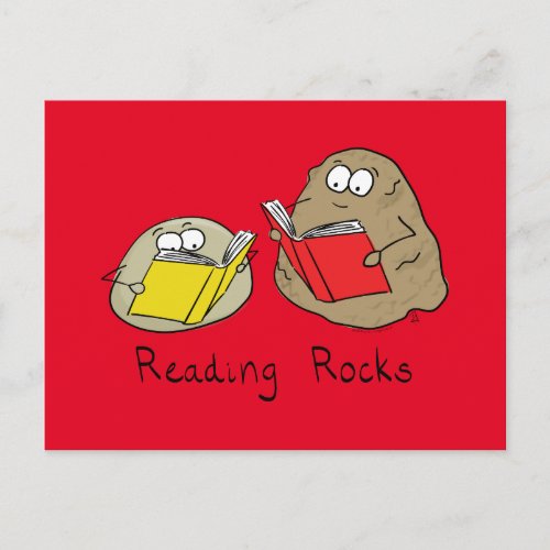Reading Rocks Funny Book Postcard