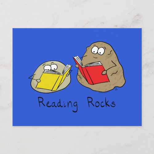 Reading Rocks Funny Book Postcard