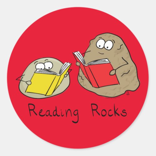Reading Rocks Funny Book Stickers