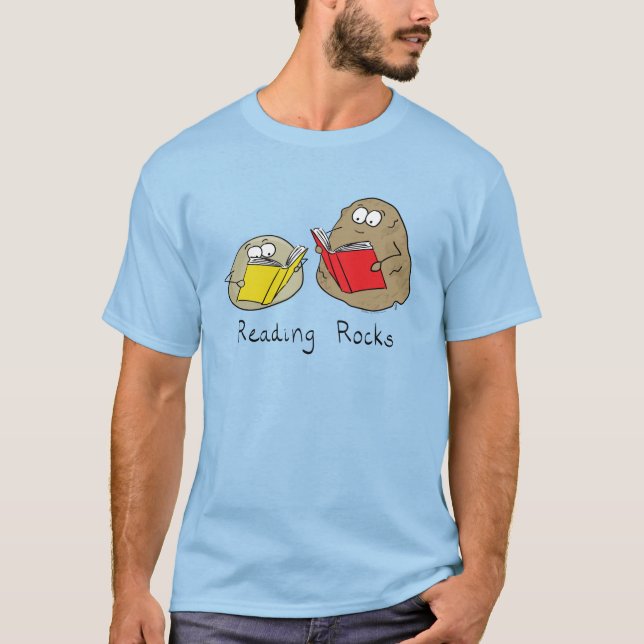 Reading Rocks Funny Book Teacher T-Shirt (Front)