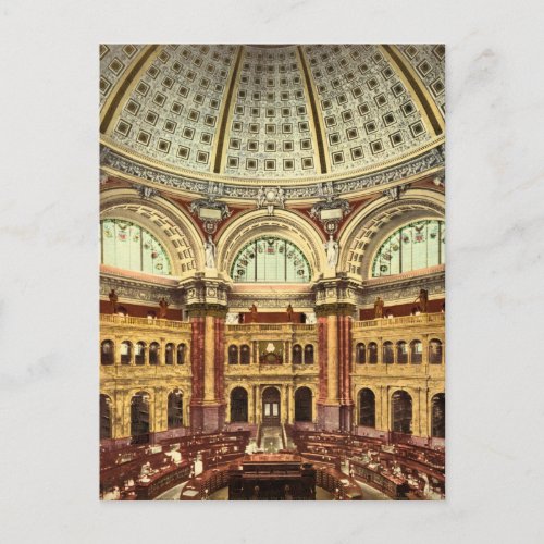 Reading room Library of Congress Washington Postcard