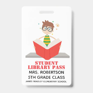 Reading School Library Hall Pass Badge