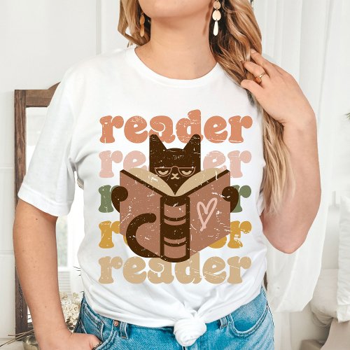 Reading Shirt Cat Lover Shirt Book Lover T_Shirt