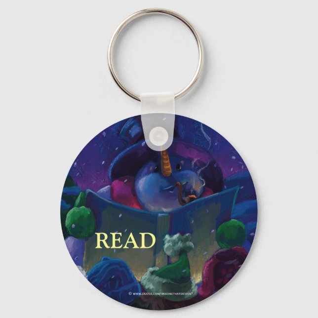 Reading Snowman Art READ Key Chain (Front)