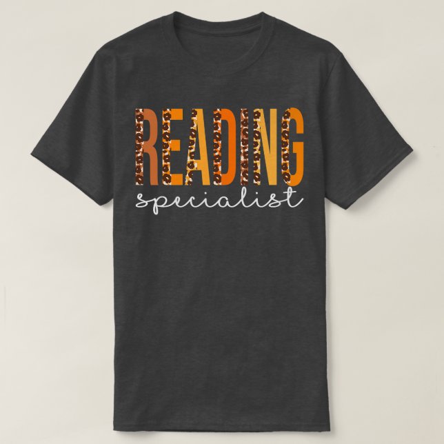 Reading Specialist leopard Cute Fall Autumn Thanks T-Shirt (Design Front)