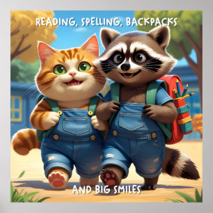 Reading, Spelling, Backpacks & Smiles V2+Text Poster