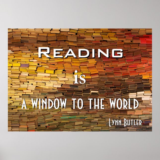 Reading Stack of Books Colorful Poster (Front)