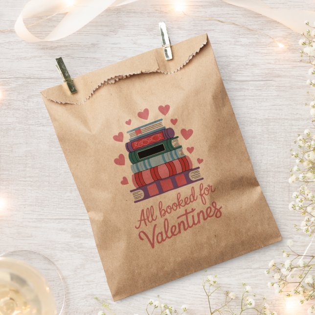 Reading Teacher All Booked for Valentine's Day Favor Bag (Clipped)
