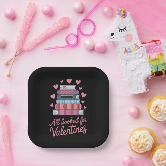 Reading Teacher All Booked for Valentine's Day Paper Plates (Party)