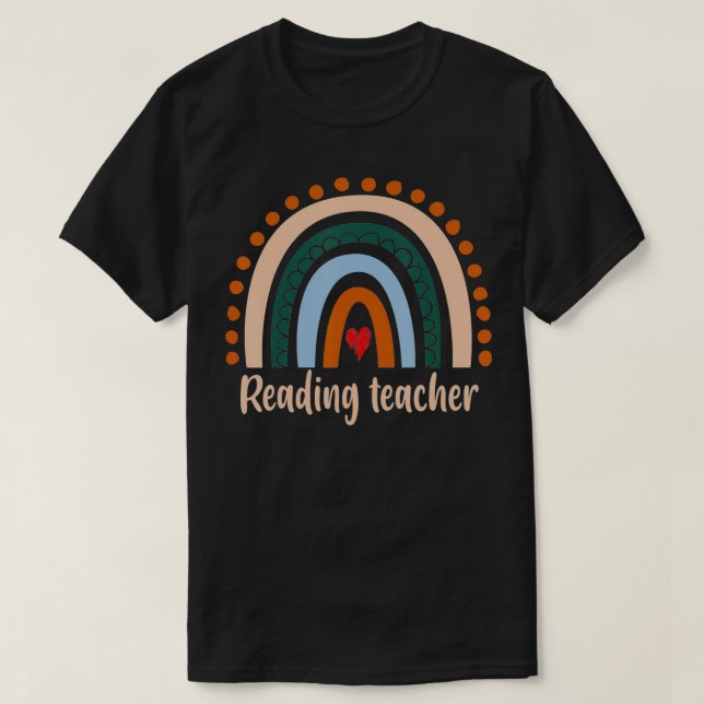 Reading teacher Boho Rainbow Back To School Apprec T-Shirt (Design Front)