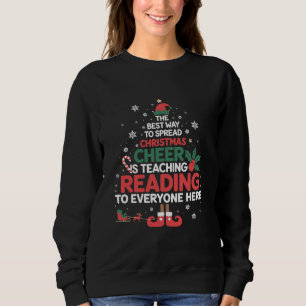 Reading Teacher Christmas Elf Xmas Cheer  Sweatshirt