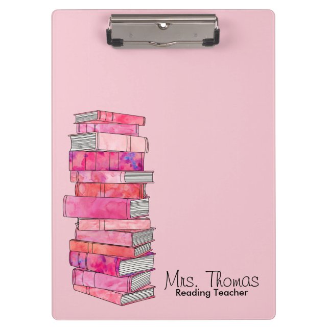 Reading Teacher Clipboard (Pink) (Front)