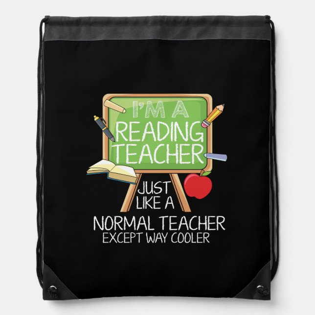 Reading Teacher Drawstring Bag (Front)