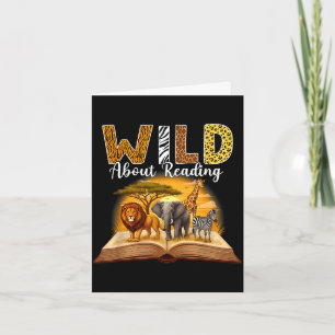 Reading teacher kids boys girls book lovers animal card
