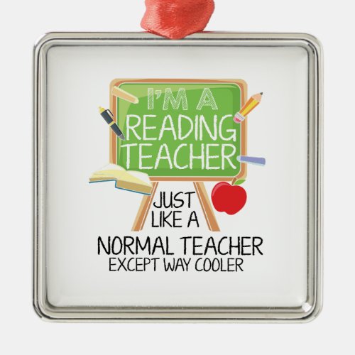 Reading Teacher  Metal Ornament