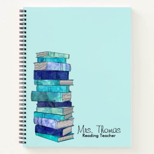 Reading Teacher Personalized Notebook Blue