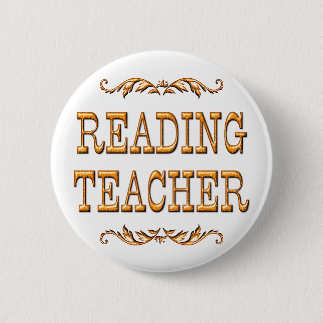 Reading Teacher Pinback Button (Front)