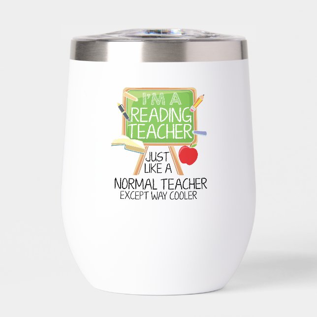 Reading Teacher Thermal Wine Tumbler (Front)