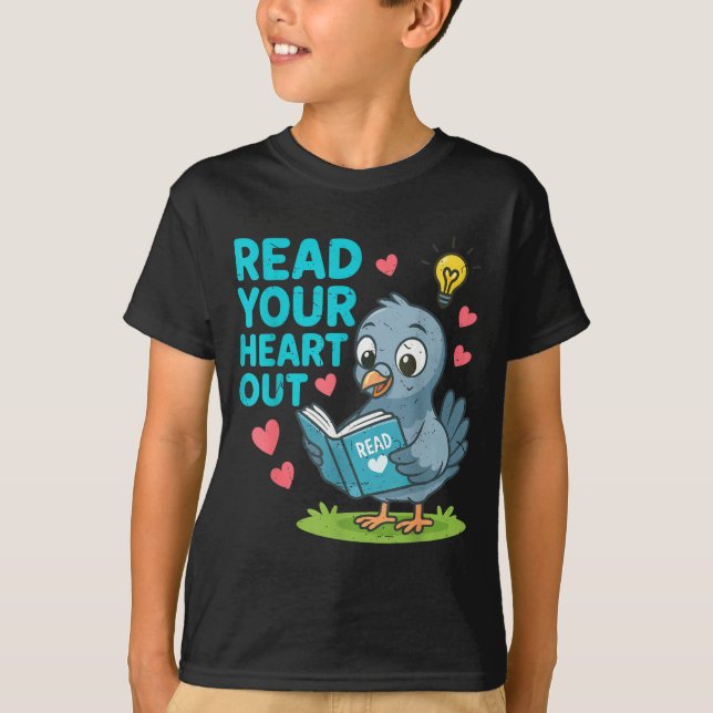 Reading Teacher Valentine Day Read Your Heart Out  T-Shirt (Front)