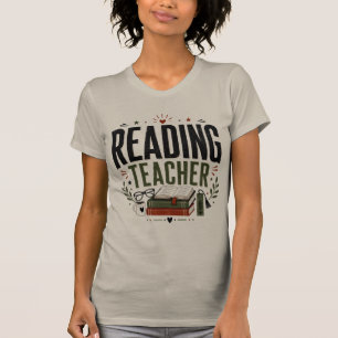 Reading Teacher Vintage Book Lover Design T-Shirt