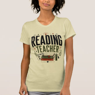 Reading Teacher Vintage Book Lover Design T-Shirt
