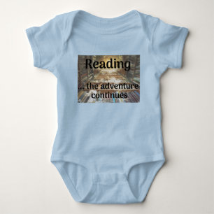 Reading, the adventure continues baby bodysuit