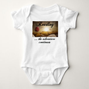 Reading, the adventure continues baby bodysuit