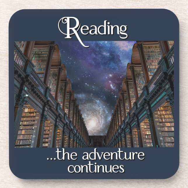 Reading, the adventure continues beverage coaster (Front)