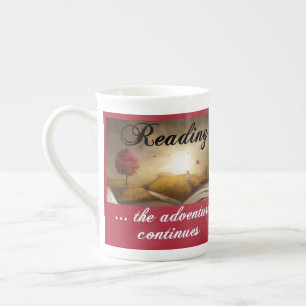 Reading, the adventure continues bone china mug