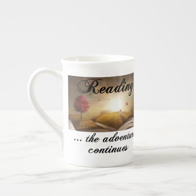 Reading, the adventure continues bone china mug (Left)