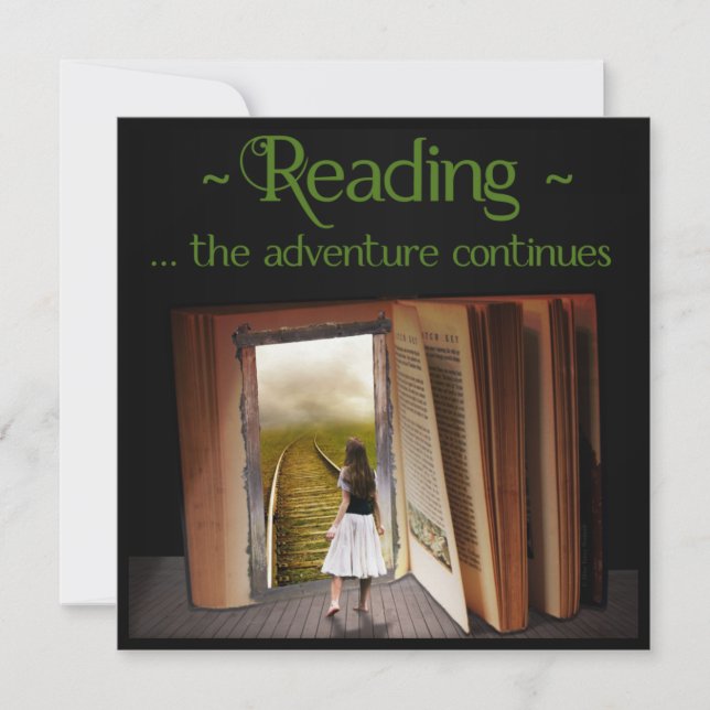 Reading, the adventure continues note card (Front)
