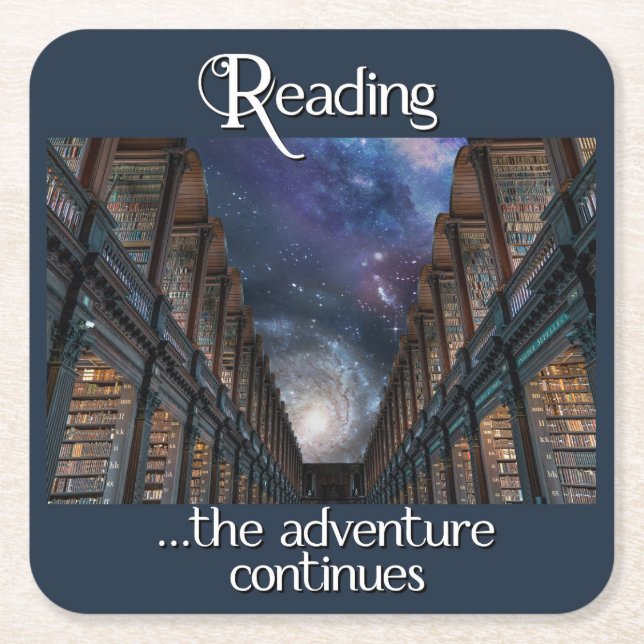 Reading …the Adventure Continues Square Paper Coas Coaster (Front)