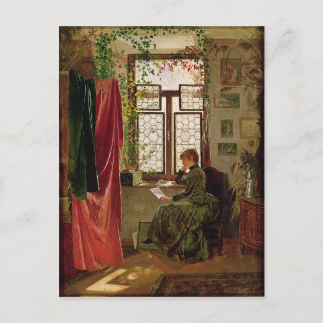 Reading the letter postcard (Front)