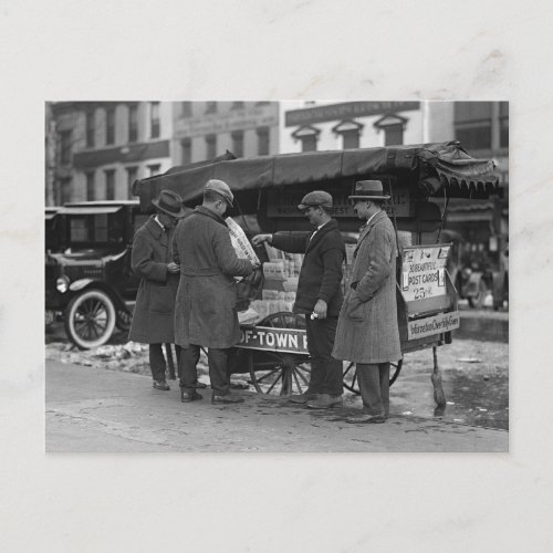 Reading The News 1925 Postcard