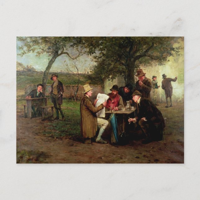 Reading the News Postcard (Front)