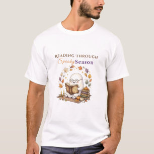 Reading Through Spooky Season Cozy Ghost Reading T-Shirt
