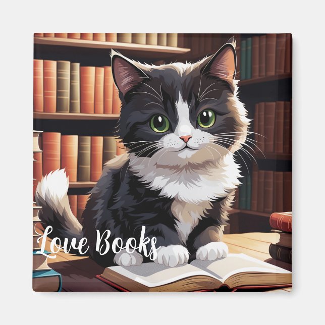 Reading Time Cat Magnet (Front)