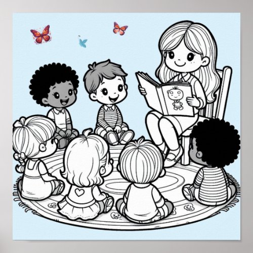 Reading Time Circle Kids Poster