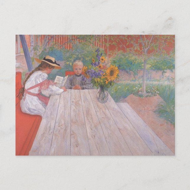Reading to Brother Outside Postcard (Front)