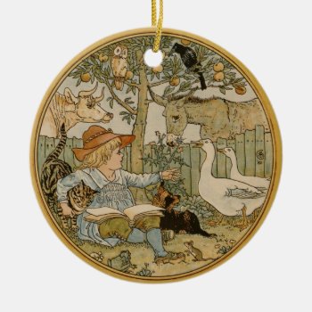 Reading To The Animals Ceramic Ornament by Cardgallery at Zazzle