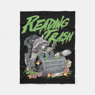 Reading Trash Racoon Bookworm Bookish Librarian Bo Fleece Blanket