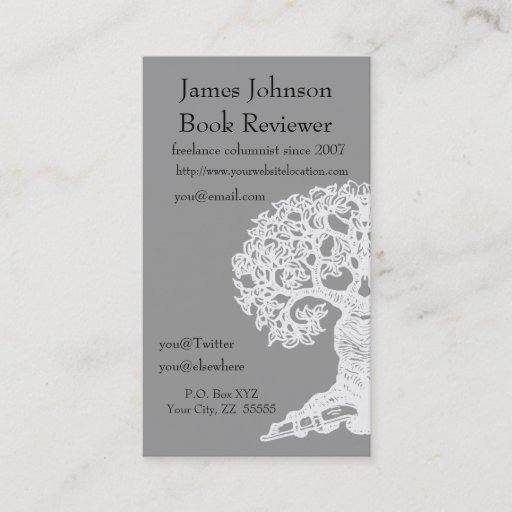 Customizable Reading Tree  Regular Business Card