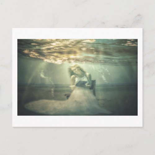 Reading Under Sea beautiful original fantasy art Postcard