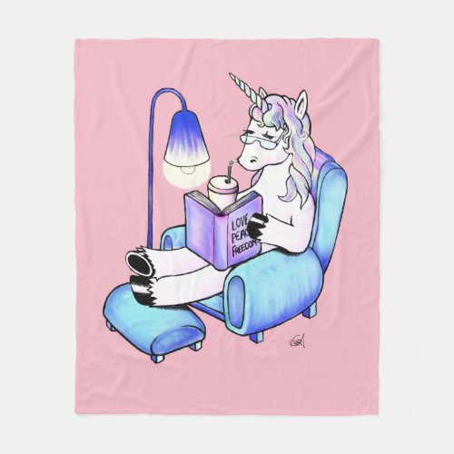 Reading Unicorn Fleece Blanket